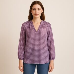 Violet + Claire Purple Sheer Peasant Blouse Women’s S Boho Tunic Top Y2k Boho